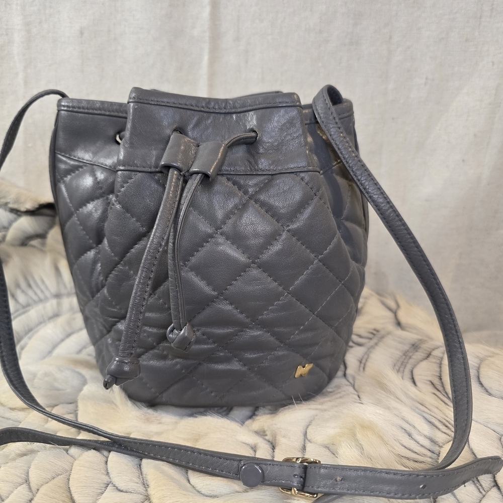 Nina Ricci Gray Color Quilted Leather Shoulder Bag